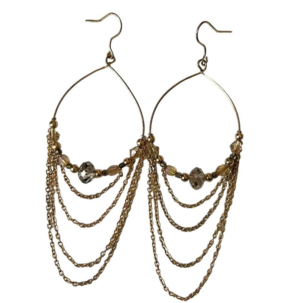 Gold Draping Chain Earrings